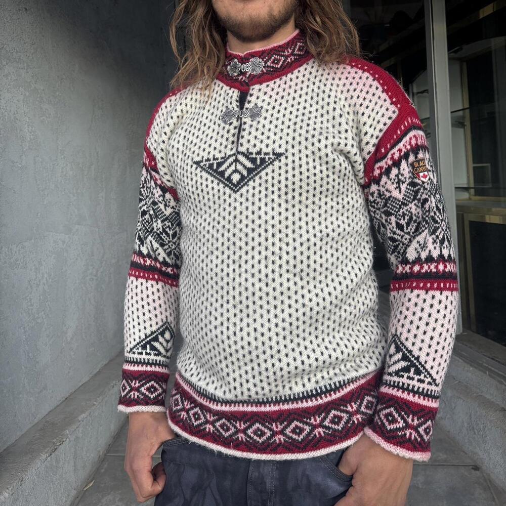 Vintage Canadian Wool Nordic Sweater Black Canyon L , Ski Lodge Après Ski